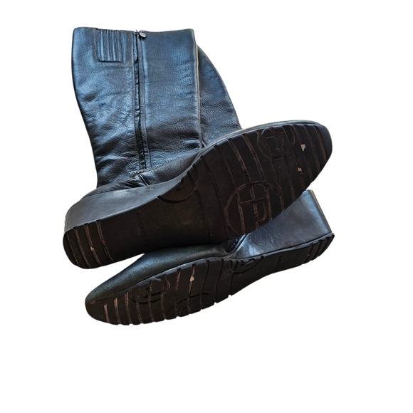 Rockport Vintage Y2k Black Leather Wedge Boots Size 8.5 - Picture 3 of 5